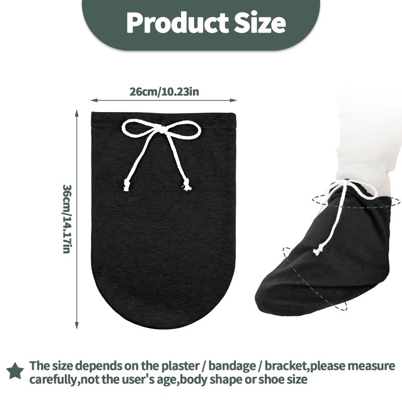 OXDFK 2 PCS Cast Sock Cover for Foot, Cast Cover for Foot, Leg Cast Cover, Adjustable Drawstring Foots Casts Cover for Men and Women (Black) - Image 2